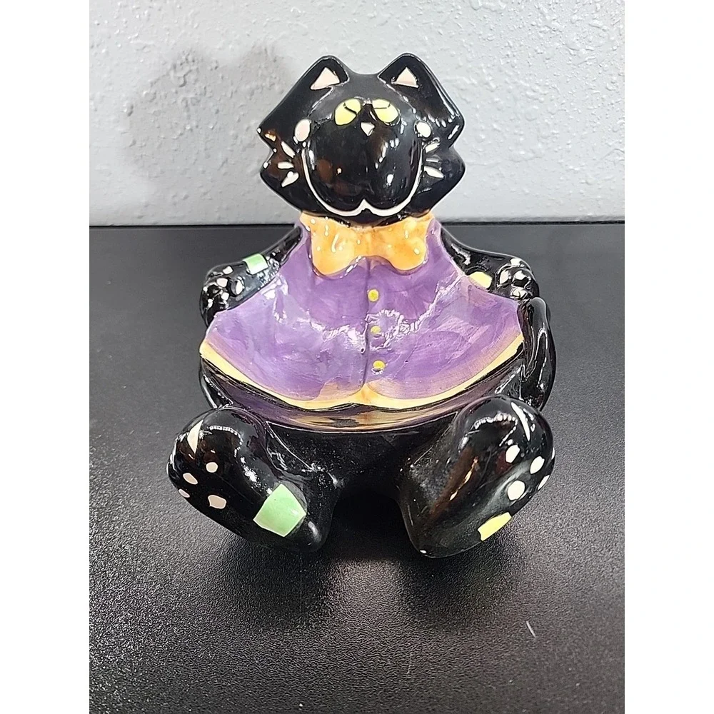 Black Cat Candy Dish Halloween Decor 5